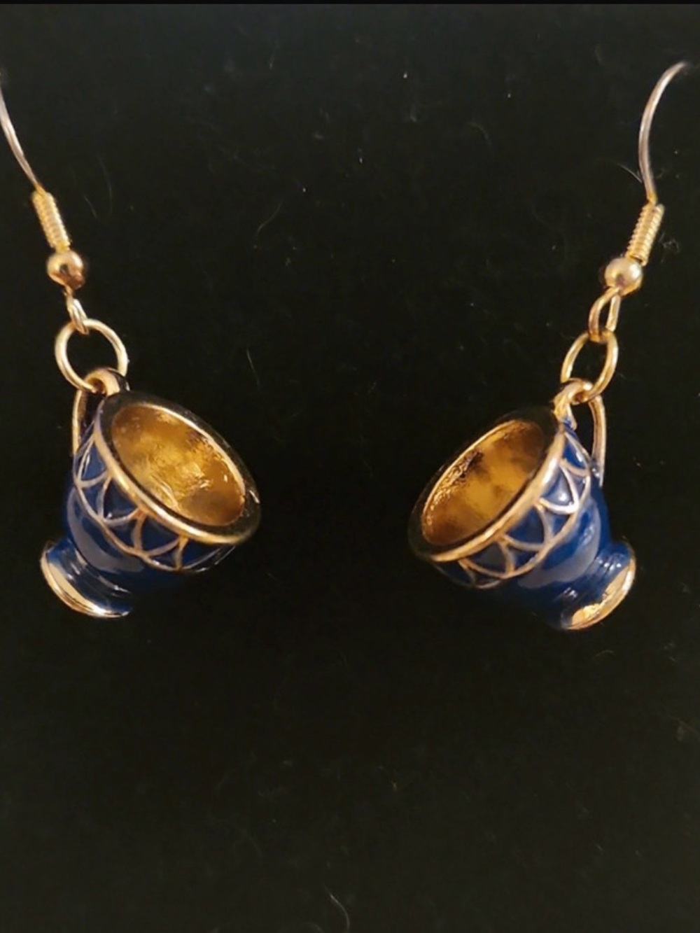 kate spade Blue Teacup Drop Earrings with Gold Trim - Picture 2 of 2